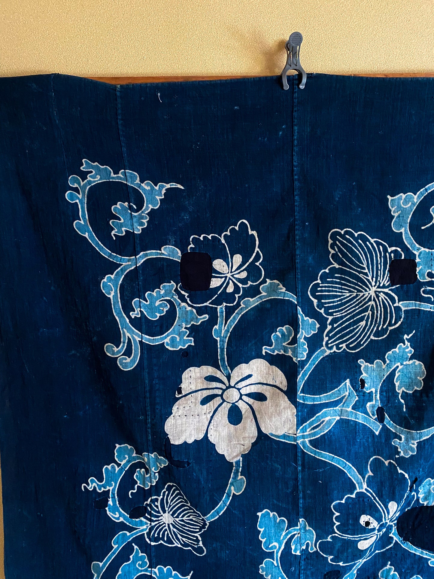 Super Rare Japanese Blue Indigo Dyed Boro Tsutsugaki Fabric