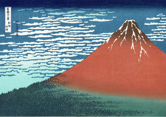 Hokusai South Wind, Clear Sky (Red Fuji) Woodblock Print