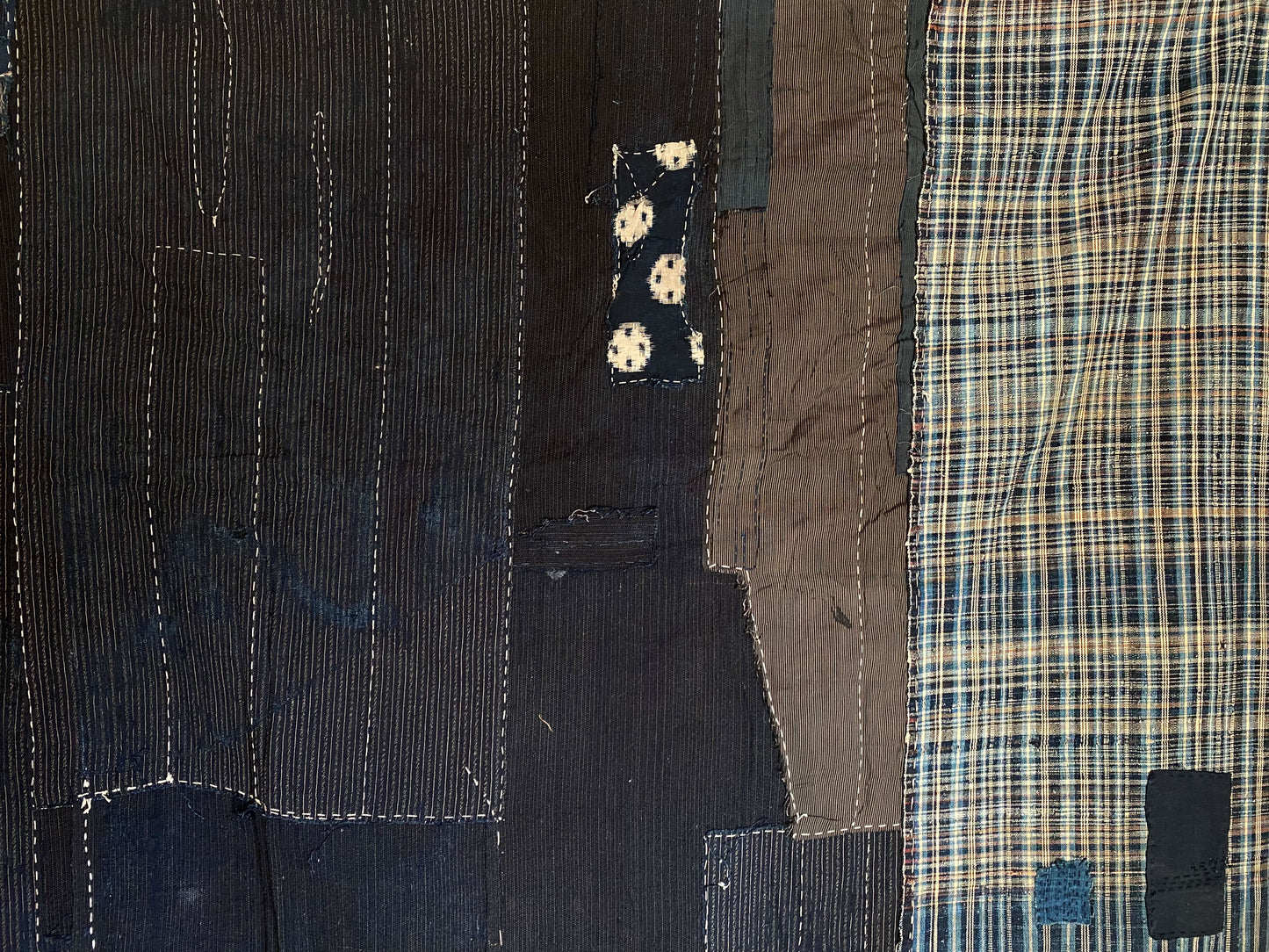 Japanese Indigo Dyed Boro Fabric | Sashiko Patches Vintage Futonji